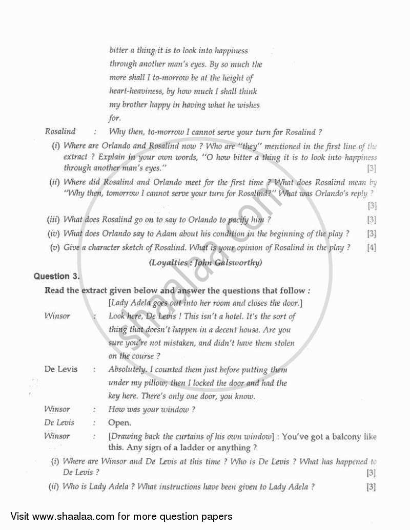 English 2 (Literature in English) 2010-2011 ICSE Class 10  - CISCE (Council for the Indian School Certificate Examinations) question paper with PDF download