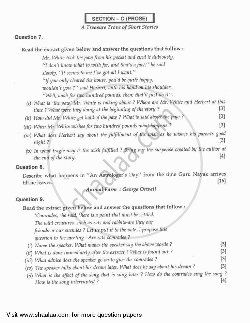 English 2 (Literature in English) 2010-2011 ICSE Class 10  - CISCE (Council for the Indian School Certificate Examinations) question paper with PDF download
