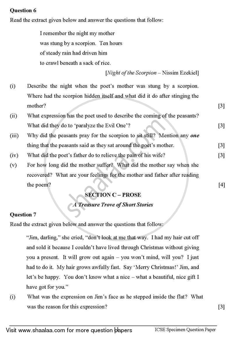 English 2 (Literature in English) 2012-2013 ICSE Class 10  - CISCE (Council for the Indian School Certificate Examinations) question paper with PDF download