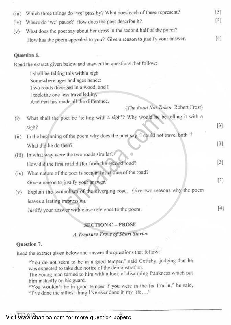 English 2 (Literature in English) 2012-2013 ICSE Class 10  - CISCE (Council for the Indian School Certificate Examinations) question paper with PDF download