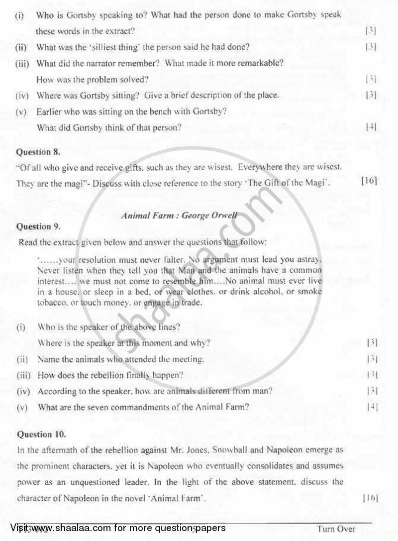 English 2 (Literature in English) 2012-2013 ICSE Class 10  - CISCE (Council for the Indian School Certificate Examinations) question paper with PDF download