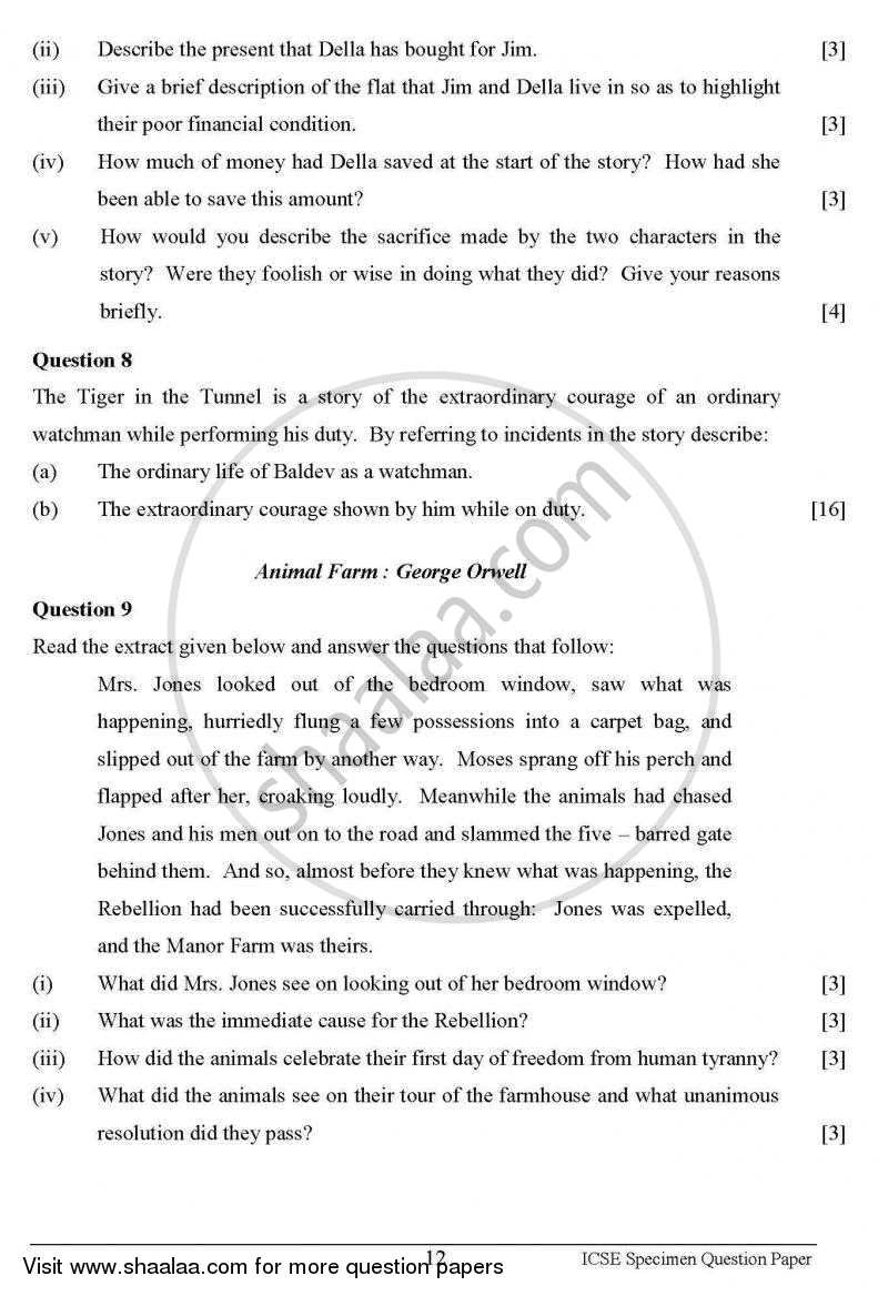 English 2 (Literature in English) 2012-2013 ICSE Class 10  - CISCE (Council for the Indian School Certificate Examinations) question paper with PDF download