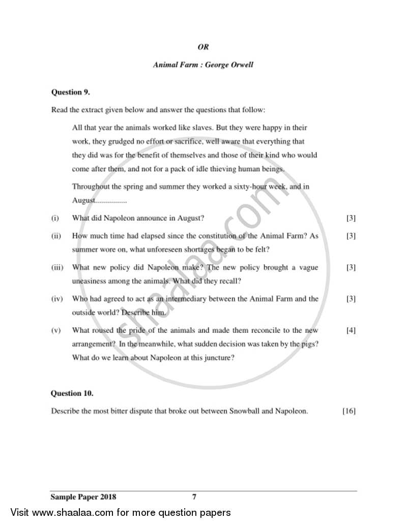 English 2 (Literature in English) 2017-2018 ICSE Class 10  - CISCE (Council for the Indian School Certificate Examinations) question paper with PDF download