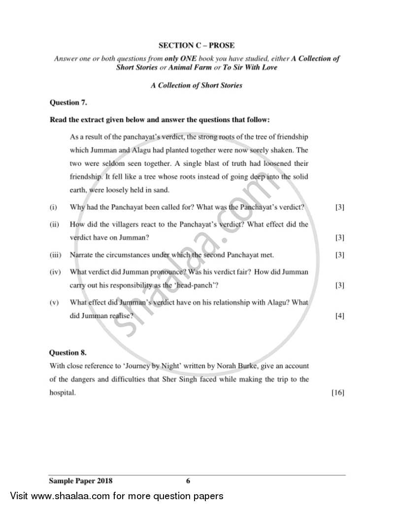 English 2 (Literature in English) 2017-2018 ICSE Class 10  - CISCE (Council for the Indian School Certificate Examinations) question paper with PDF download