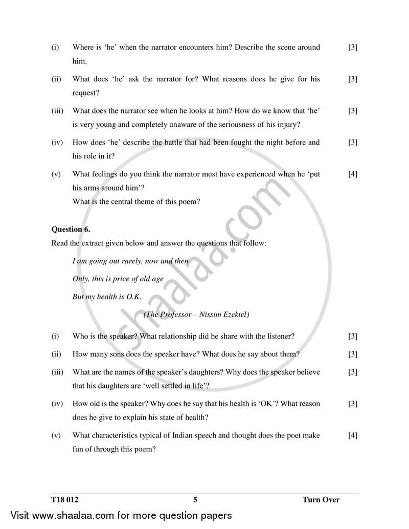 English 2 (Literature in English) 2017-2018 ICSE Class 10  - CISCE (Council for the Indian School Certificate Examinations) question paper with PDF download