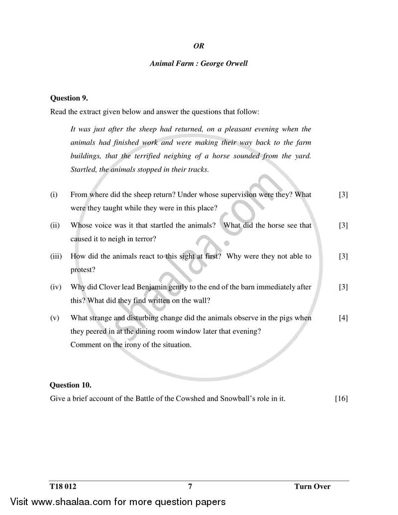 English 2 (Literature in English) 2017-2018 ICSE Class 10  - CISCE (Council for the Indian School Certificate Examinations) question paper with PDF download