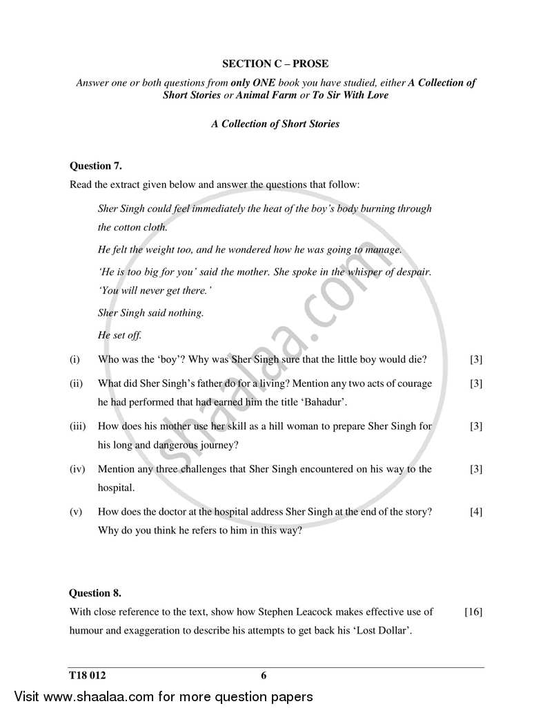 English 2 (Literature in English) 2017-2018 ICSE Class 10  - CISCE (Council for the Indian School Certificate Examinations) question paper with PDF download