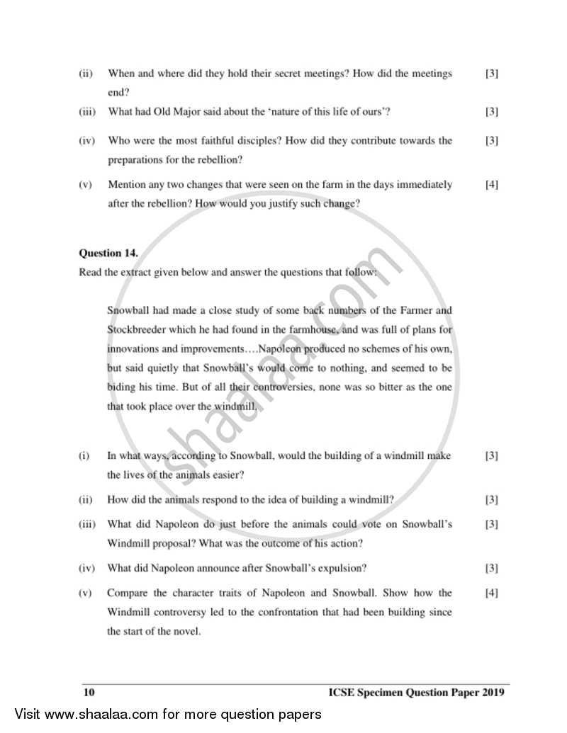 English 2 (Literature in English) 2018-2019 ICSE Class 10  - CISCE (Council for the Indian School Certificate Examinations) question paper with PDF download