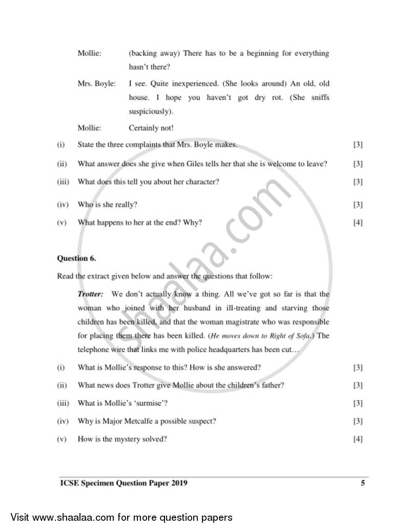 English 2 (Literature in English) 2018-2019 ICSE Class 10  - CISCE (Council for the Indian School Certificate Examinations) question paper with PDF download