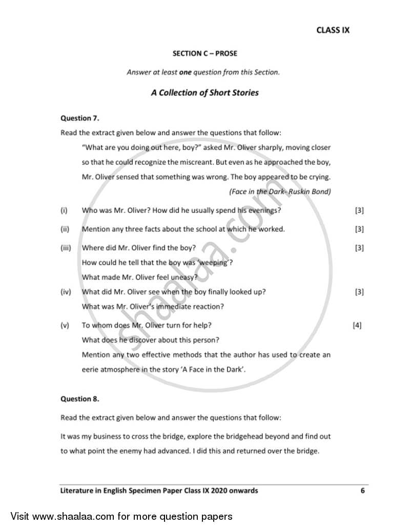 English 2 (Literature in English) 2019-2020 ICSE Class 9 - CISCE (Council for the Indian School Certificate Examinations) question paper with PDF download