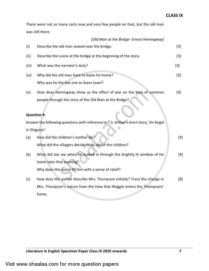 English 2 (Literature in English) 2019-2020 ICSE Class 9 - CISCE (Council for the Indian School Certificate Examinations) question paper with PDF download