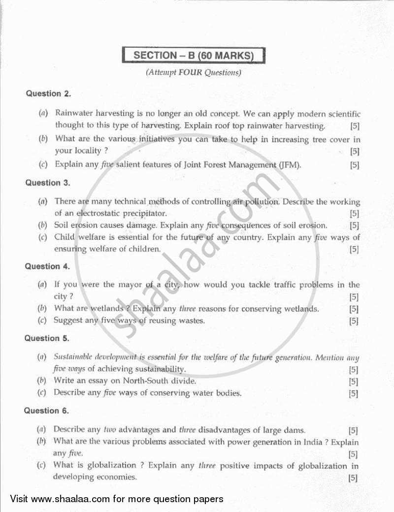 Environmental Applications 2009-2010 ICSE Class 10  - CISCE (Council for the Indian School Certificate Examinations) question paper with PDF download