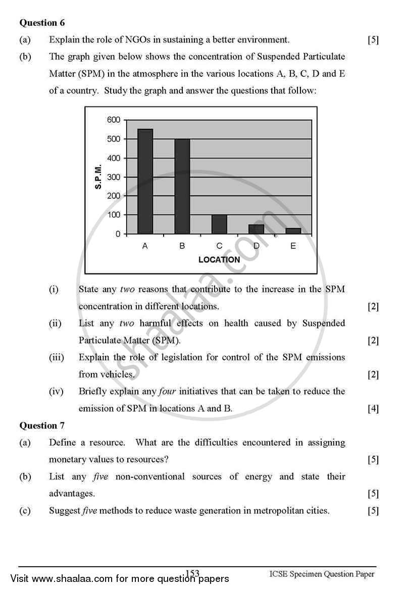 Environmental Applications 2012-2013 ICSE Class 10  - CISCE (Council for the Indian School Certificate Examinations) question paper with PDF download
