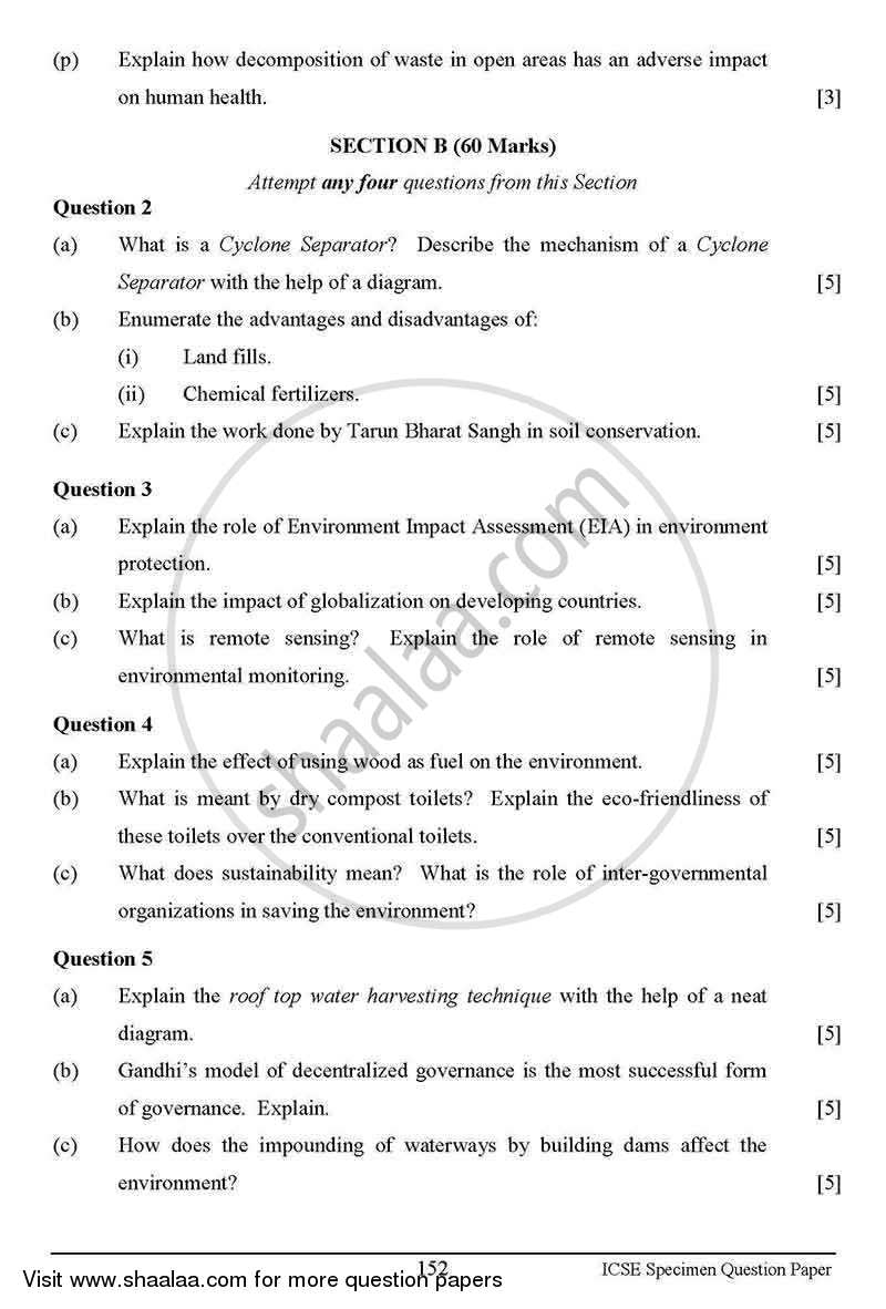 Environmental Applications 2012-2013 ICSE Class 10  - CISCE (Council for the Indian School Certificate Examinations) question paper with PDF download