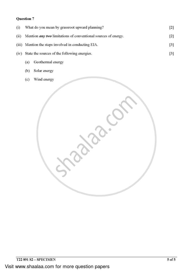 Environmental Applications 2021-2022 ICSE Class 10  - CISCE (Council for the Indian School Certificate Examinations) question paper with PDF download