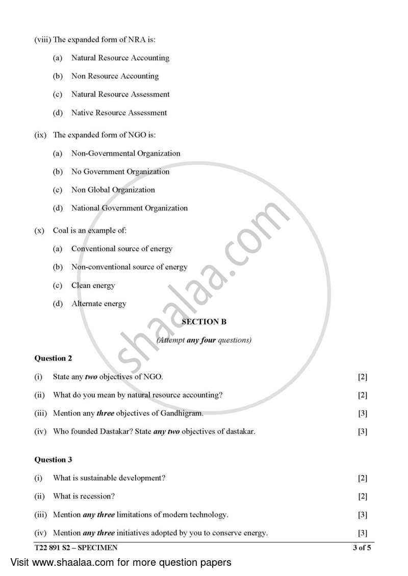 Environmental Applications 2021-2022 ICSE Class 10  - CISCE (Council for the Indian School Certificate Examinations) question paper with PDF download