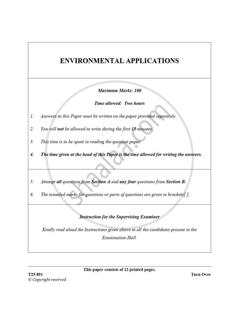Environmental Applications 2024-2025 ICSE Class 10  - CISCE (Council for the Indian School Certificate Examinations) question paper with PDF download