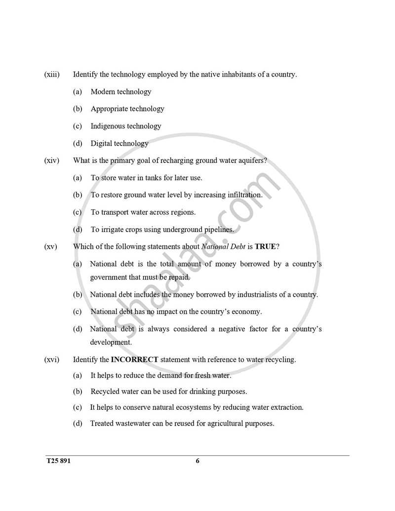 Environmental Applications 2024-2025 ICSE Class 10  - CISCE (Council for the Indian School Certificate Examinations) question paper with PDF download