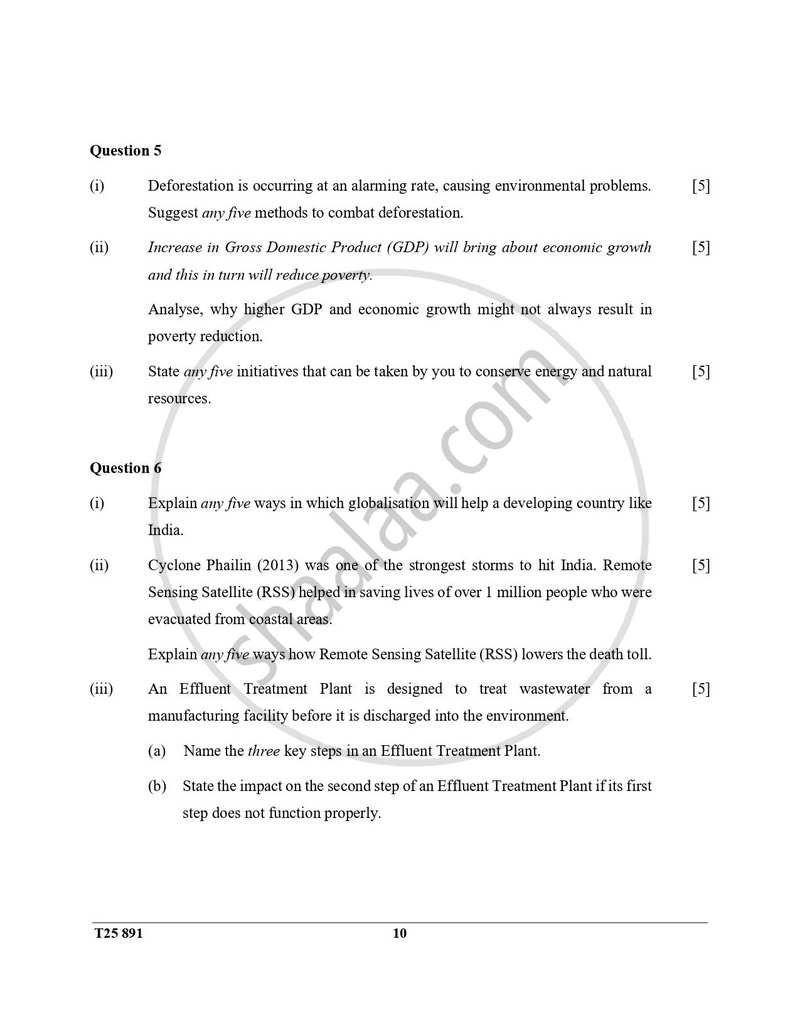 Environmental Applications 2024-2025 ICSE Class 10  - CISCE (Council for the Indian School Certificate Examinations) question paper with PDF download