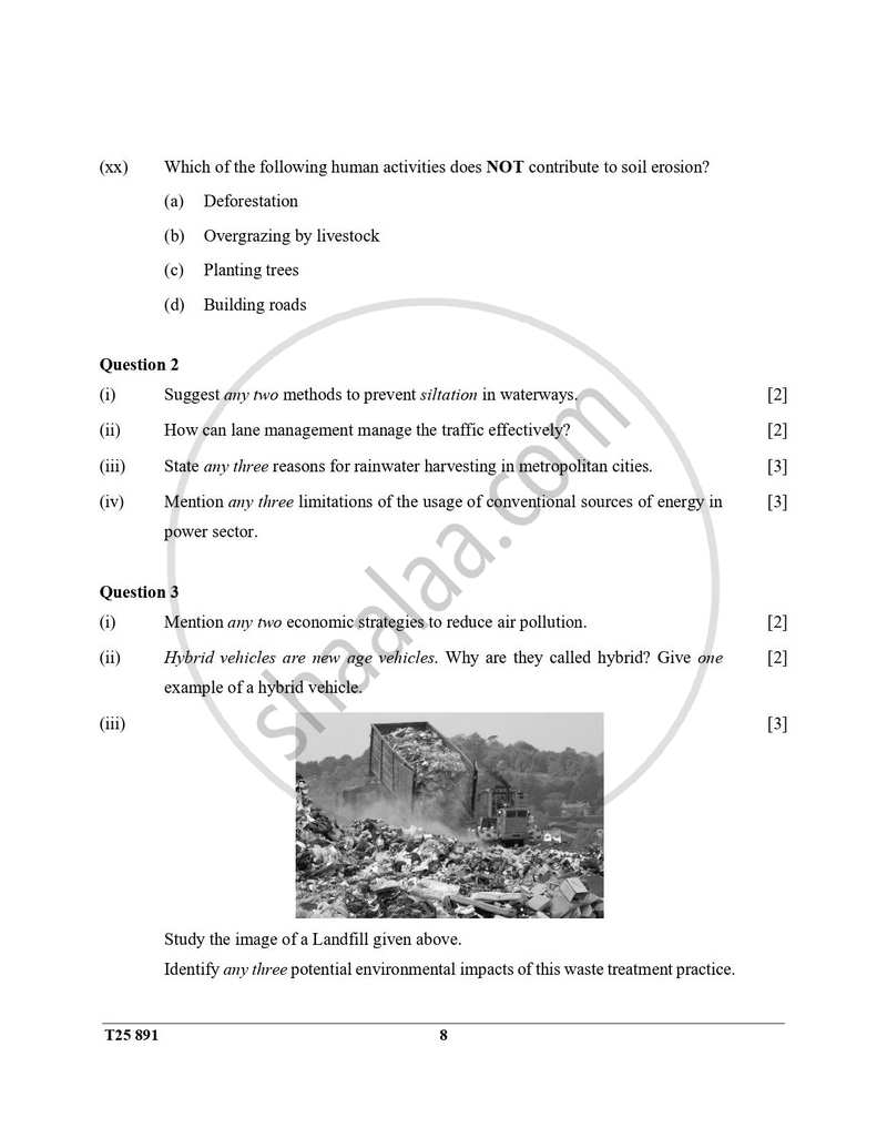 Environmental Applications 2024-2025 ICSE Class 10  - CISCE (Council for the Indian School Certificate Examinations) question paper with PDF download