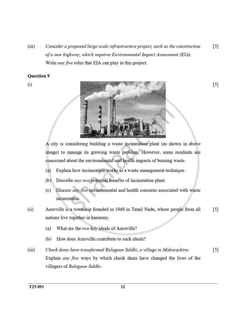 Environmental Applications 2024-2025 ICSE Class 10  - CISCE (Council for the Indian School Certificate Examinations) question paper with PDF download
