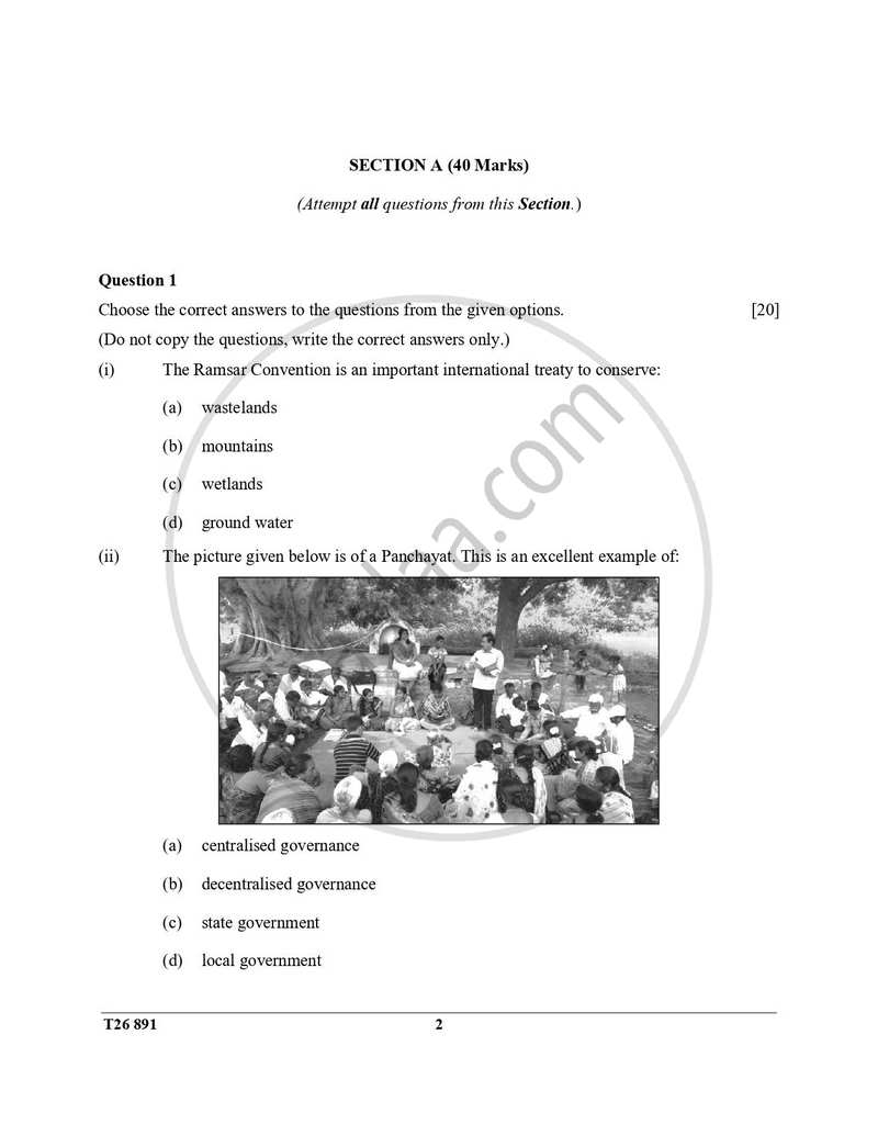 Environmental Applications 2025-2026 ICSE Class 10 - CISCE (Council for the Indian School Certificate Examinations) question paper with PDF download