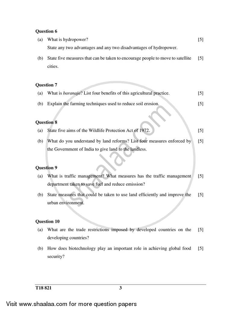 Environmental Science 2017-2018 ICSE Class 10  - CISCE (Council for the Indian School Certificate Examinations) question paper with PDF download