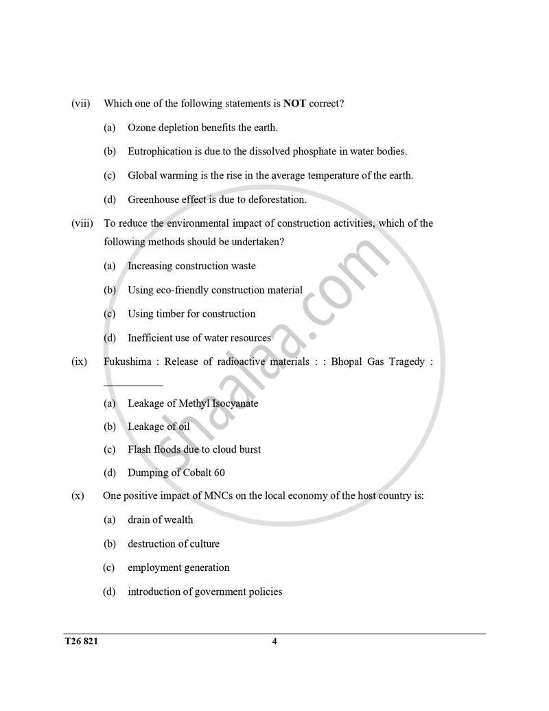 Environmental Science 2025-2026 ICSE Class 10 - CISCE (Council for the Indian School Certificate Examinations) question paper with PDF download