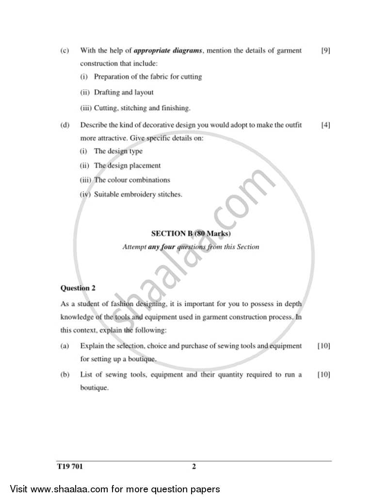 Fashion Designing 2018-2019 ICSE Class 10  - CISCE (Council for the Indian School Certificate Examinations) question paper with PDF download