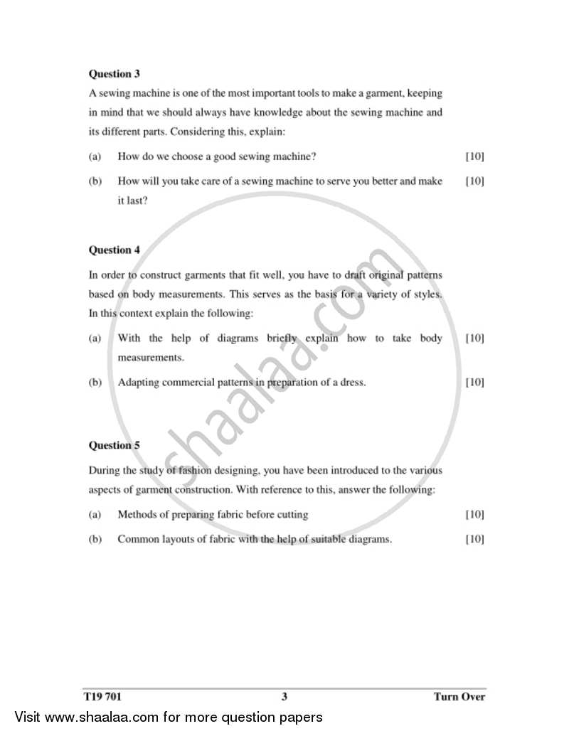 Fashion Designing 2018-2019 ICSE Class 10  - CISCE (Council for the Indian School Certificate Examinations) question paper with PDF download