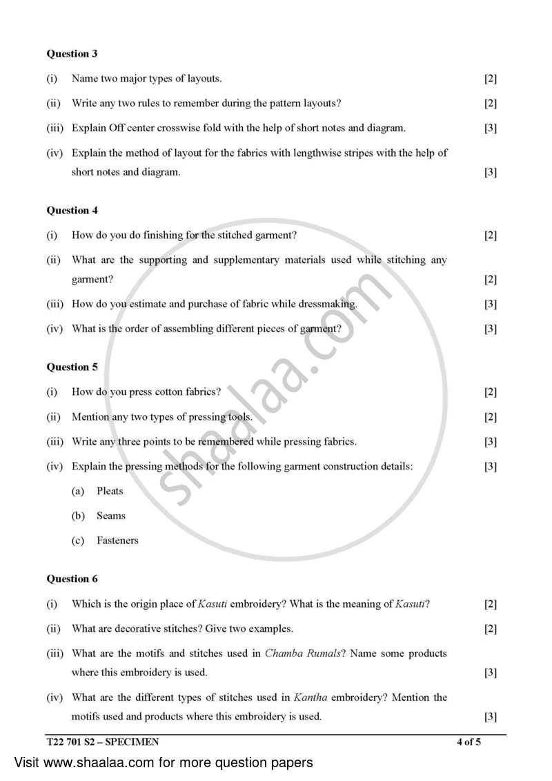 Fashion Designing 2021-2022 ICSE Class 10  - CISCE (Council for the Indian School Certificate Examinations) question paper with PDF download