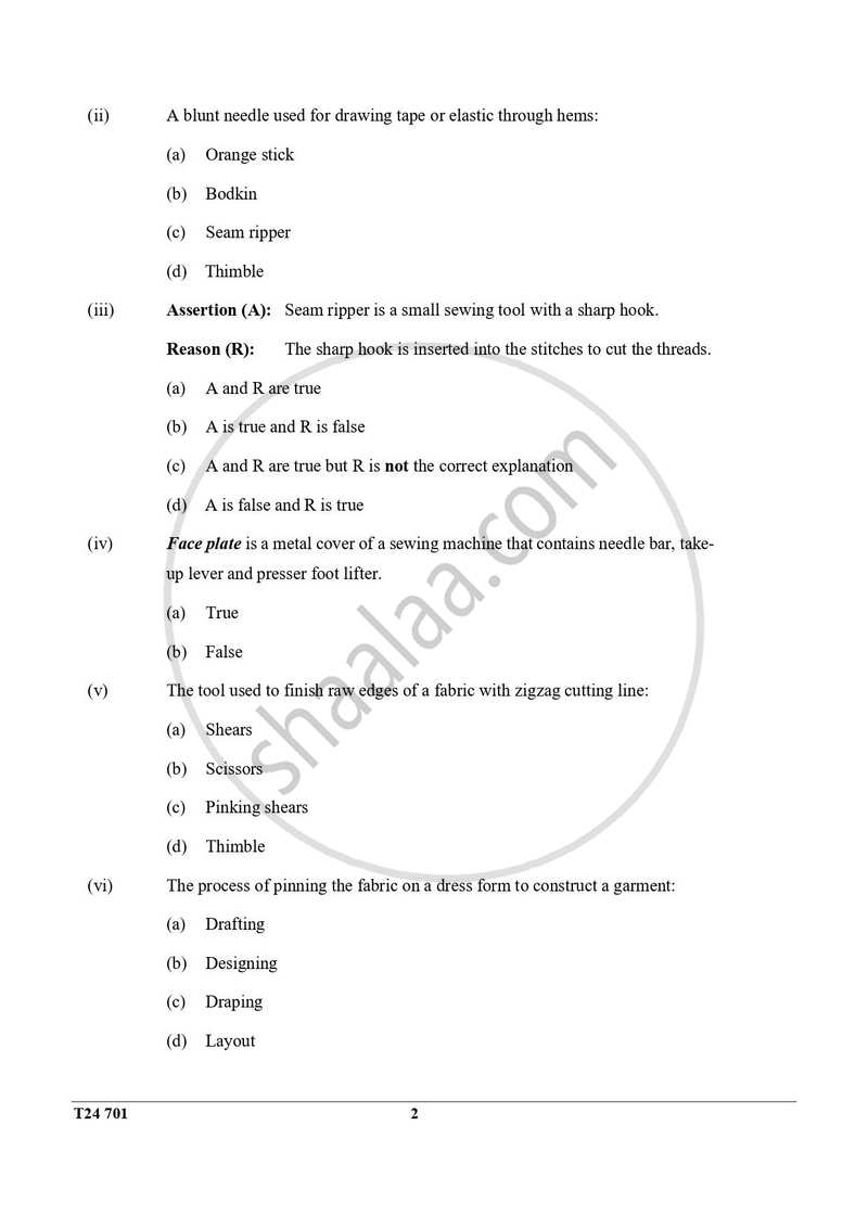 Fashion Designing 2023-2024 ICSE Class 10 - CISCE (Council for the Indian School Certificate Examinations) question paper with PDF download