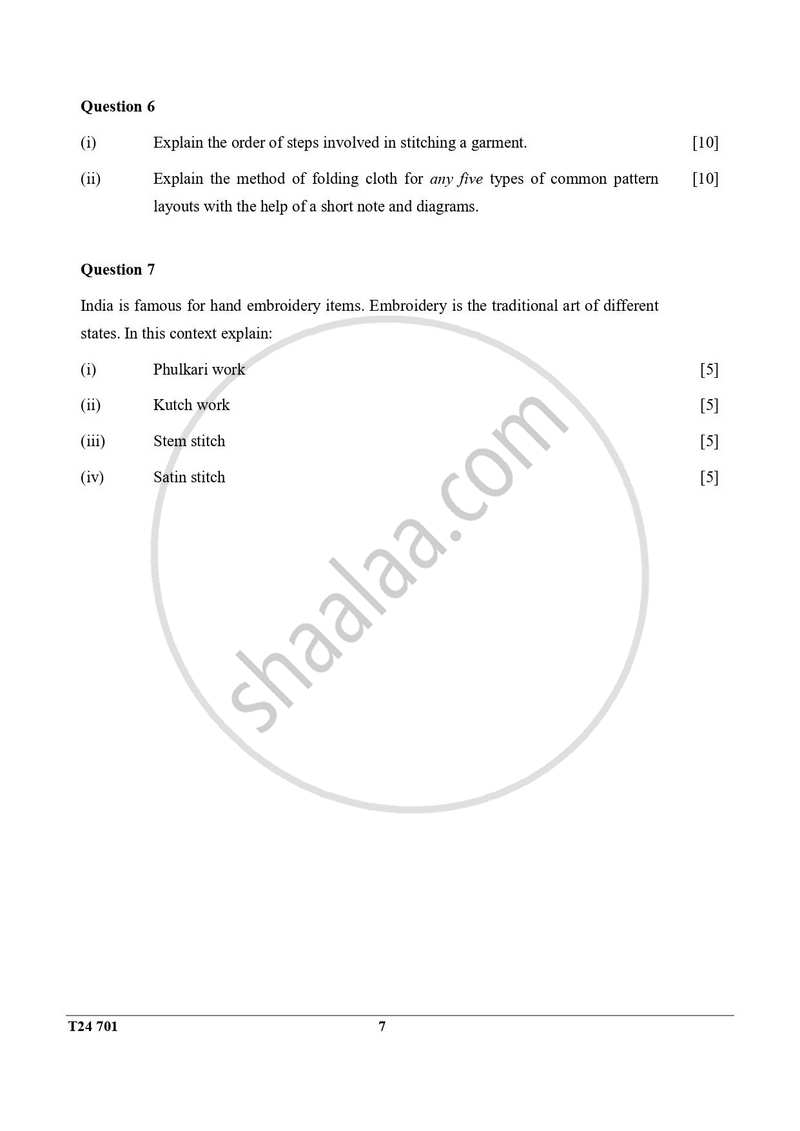 Fashion Designing 2023-2024 ICSE Class 10 - CISCE (Council for the Indian School Certificate Examinations) question paper with PDF download