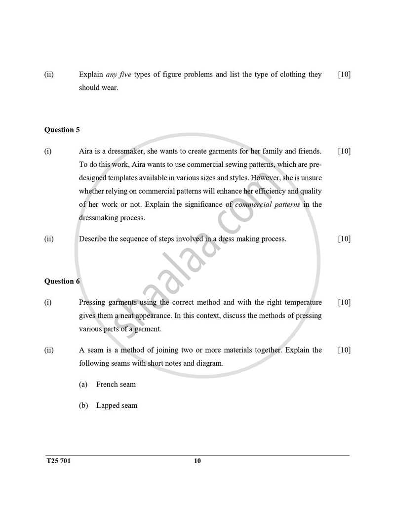 Fashion Designing 2024-2025 ICSE Class 10  - CISCE (Council for the Indian School Certificate Examinations) question paper with PDF download