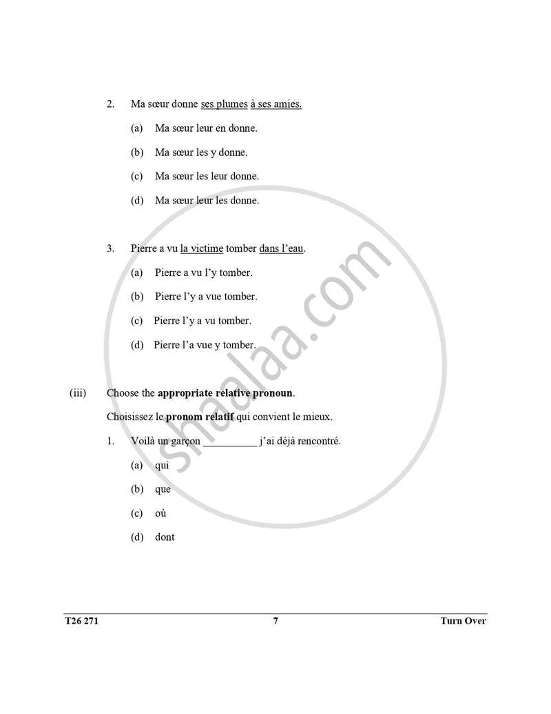 French 2025-2026 ICSE Class 10 - CISCE (Council for the Indian School Certificate Examinations) question paper with PDF download