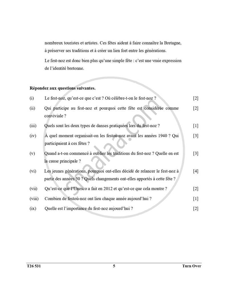 French 2025-2026 ICSE Class 10 - CISCE (Council for the Indian School Certificate Examinations) question paper with PDF download