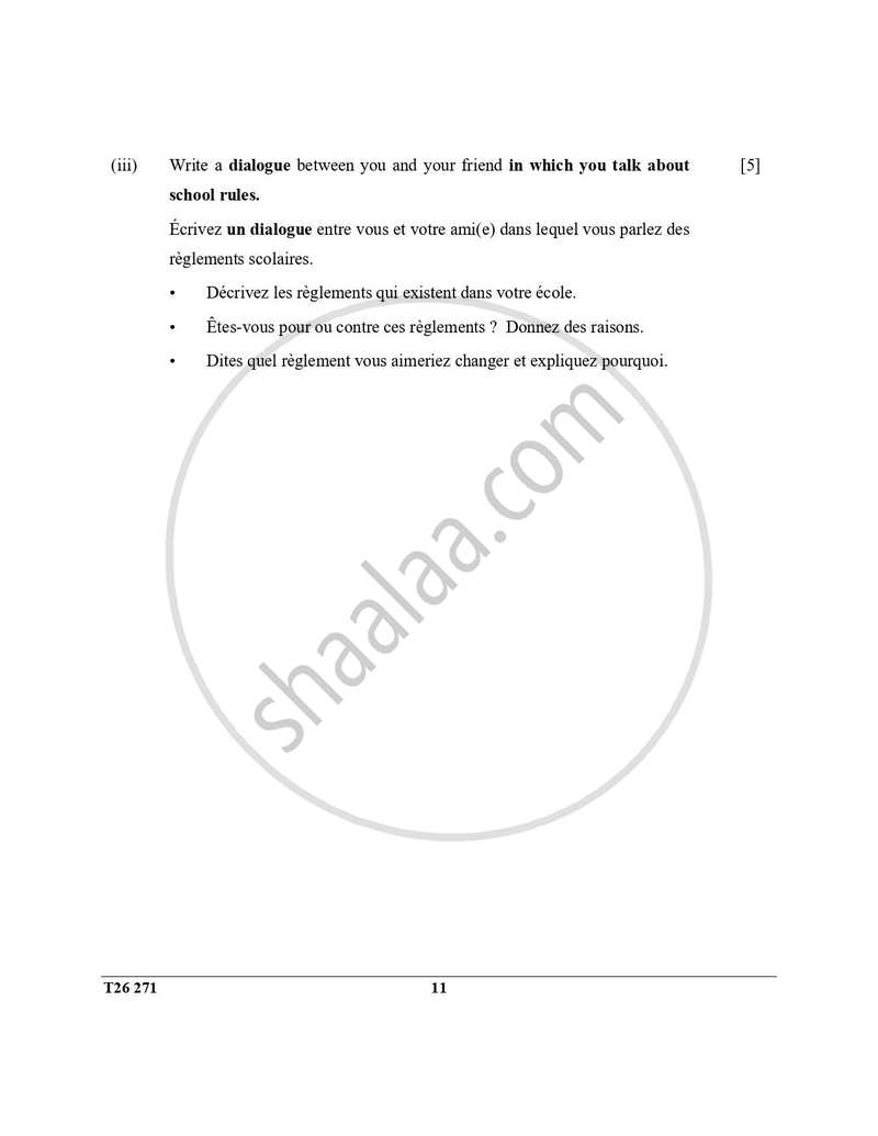 French 2025-2026 ICSE Class 10 - CISCE (Council for the Indian School Certificate Examinations) question paper with PDF download