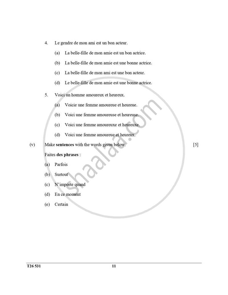 French 2025-2026 ICSE Class 10 - CISCE (Council for the Indian School Certificate Examinations) question paper with PDF download