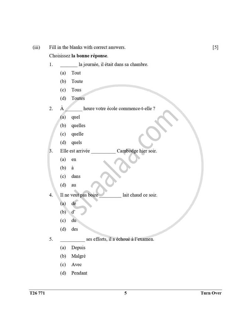 French 2025-2026 ICSE Class 10 - CISCE (Council for the Indian School Certificate Examinations) question paper with PDF download