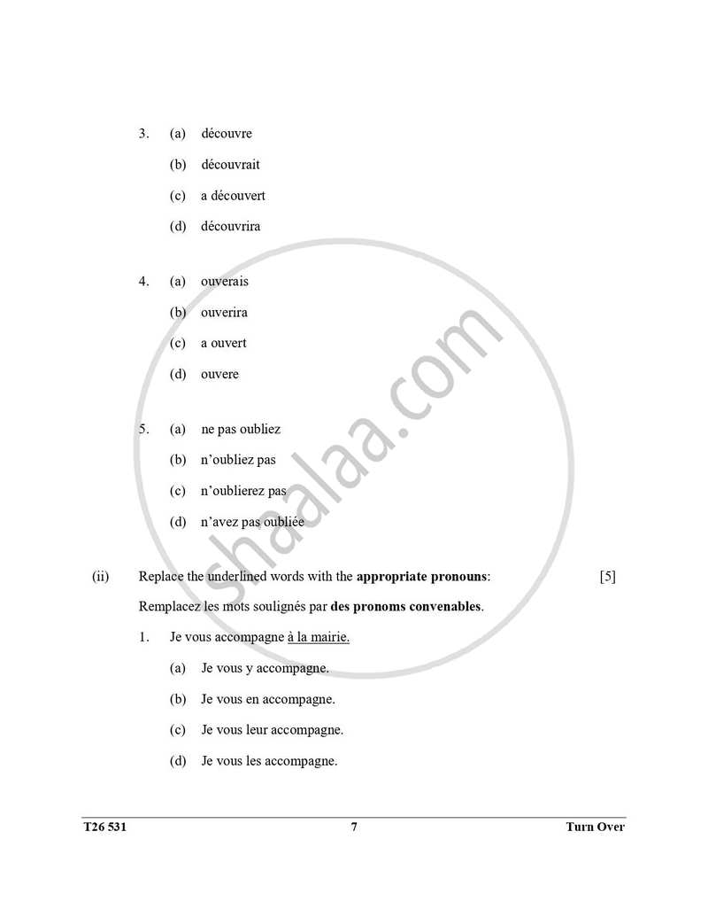 French 2025-2026 ICSE Class 10 - CISCE (Council for the Indian School Certificate Examinations) question paper with PDF download