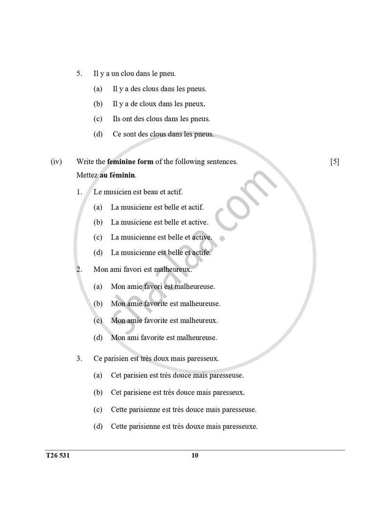 French 2025-2026 ICSE Class 10 - CISCE (Council for the Indian School Certificate Examinations) question paper with PDF download