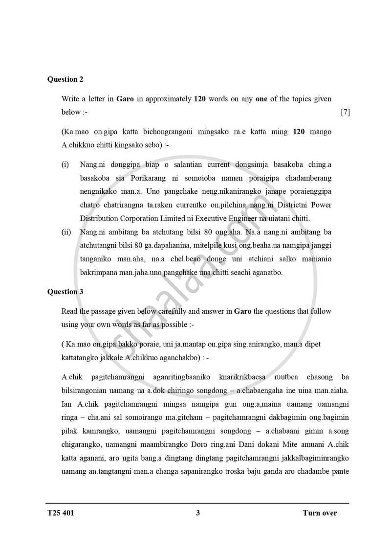 Garo 2024-2025 ICSE Class 10  - CISCE (Council for the Indian School Certificate Examinations) question paper with PDF download