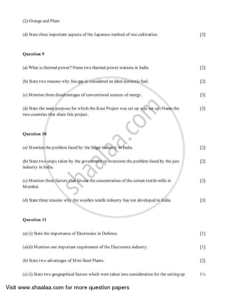 Geography 2005-2006 ICSE Class 10  - CISCE (Council for the Indian School Certificate Examinations) question paper with PDF download