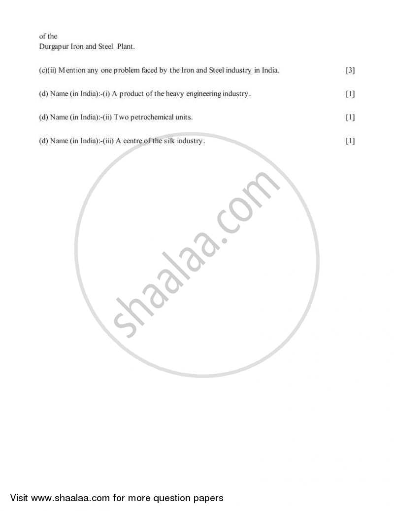 Geography 2005-2006 ICSE Class 10  - CISCE (Council for the Indian School Certificate Examinations) question paper with PDF download