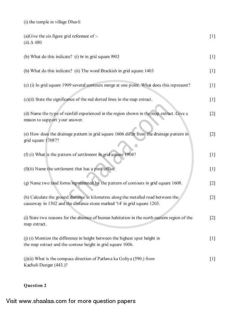 Geography 2005-2006 ICSE Class 10  - CISCE (Council for the Indian School Certificate Examinations) question paper with PDF download