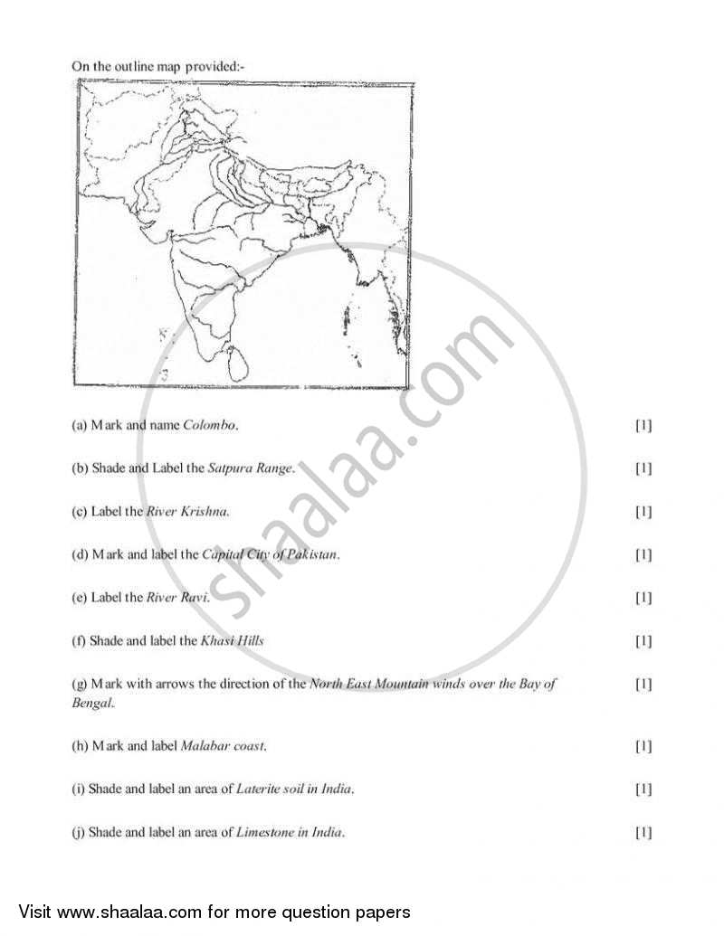 Geography 2005-2006 ICSE Class 10  - CISCE (Council for the Indian School Certificate Examinations) question paper with PDF download