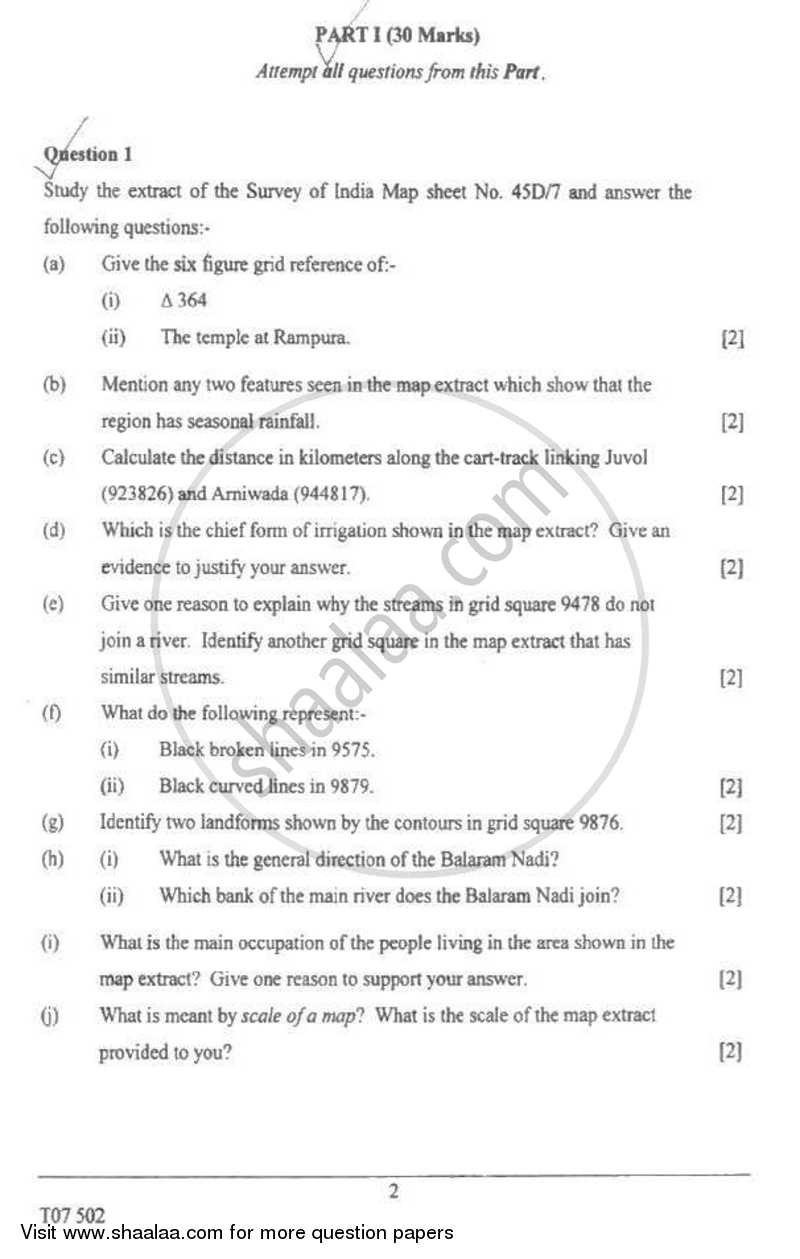 Geography 2006-2007 ICSE Class 10  - CISCE (Council for the Indian School Certificate Examinations) question paper with PDF download
