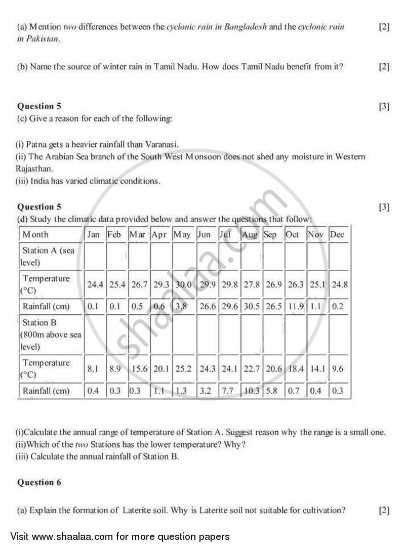 Geography 2007-2008 ICSE Class 10  - CISCE (Council for the Indian School Certificate Examinations) question paper with PDF download