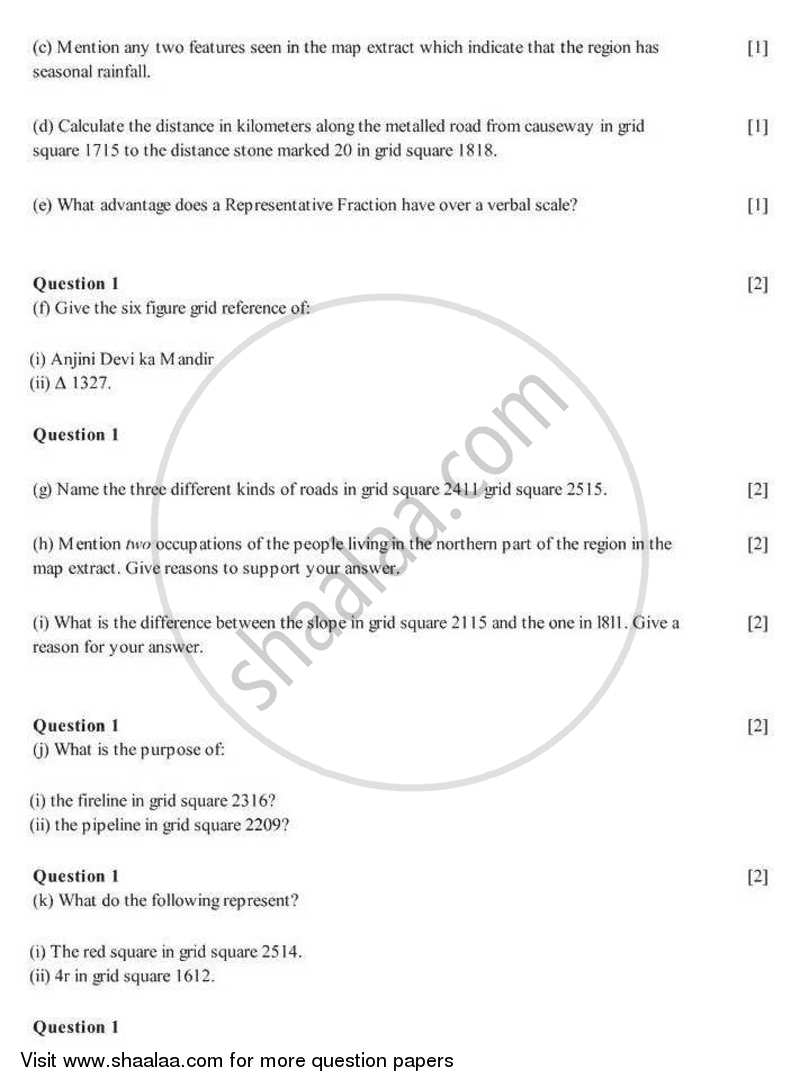 Geography 2007-2008 ICSE Class 10  - CISCE (Council for the Indian School Certificate Examinations) question paper with PDF download
