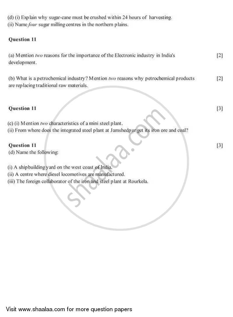 Geography 2007-2008 ICSE Class 10  - CISCE (Council for the Indian School Certificate Examinations) question paper with PDF download
